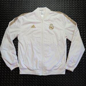 Adidas 19/20 Real Madrid Anthem Jacket White Gold DX8695 Size Medium
